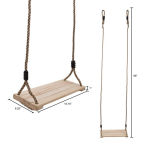 Alternative view 5 of Wooden Swing, Outdoor Flat Bench Seat with Adjustable Nylon Hanging Rope for Kids Playset Frame or Tree, Backyard Swinging Toy by Hey! Play!