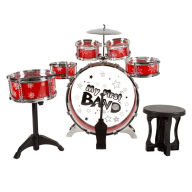 Title: Toy Drum Set for Kids, 7 Piece Set with Bass Drum with Foot Pedal, Tom Drums, Cymbal, Stool and Drumsticks for Toddlers, Boys and Girls by Hey! Play!