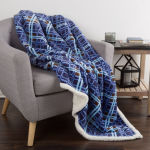 Alternative view 4 of Sherpa Fleece Throw Blanket With Blue and Brown Plaid Pattern Lightweight Hypoallergenic Bed or Couch Soft Plush Blanket (60