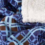 Alternative view 6 of Sherpa Fleece Throw Blanket With Blue and Brown Plaid Pattern Lightweight Hypoallergenic Bed or Couch Soft Plush Blanket (60