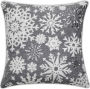 20 Inch Feather Filled White/Metallic Snowflake Embroidered Pillow