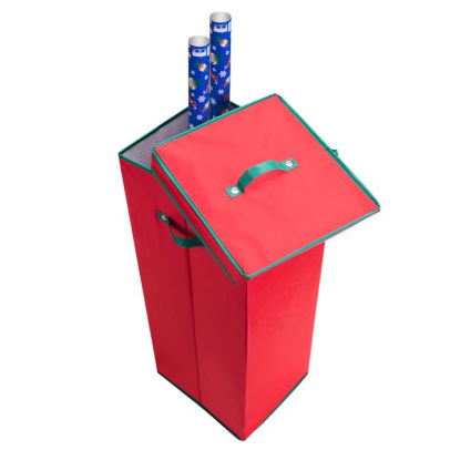 Wrapping Paper Storage Box with Lid and Carrying Handles Holds Up To 20