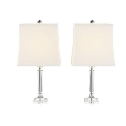 Crystal Candlestick Lamps With Square Shades Set Of 2 Faceted Shiny Matching Table Lamps Elegant Modern Accent Lights Home D Cor By Lavish Home By Trademark Global Barnes Noble