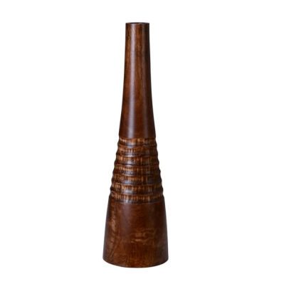 Villacera Handmade 18 Tall Mango Wood Brown Slim Bottle Vase