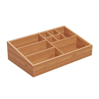 10 Compartment Bamboo Organizer Desk Caddy Bathroom Countertop