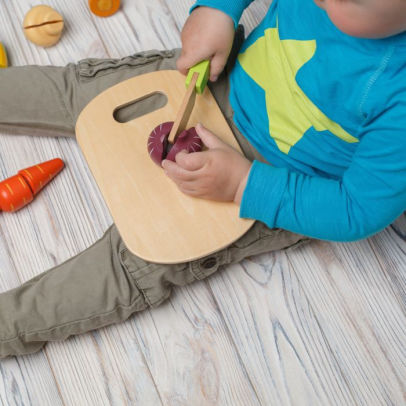 wooden magnetic play food