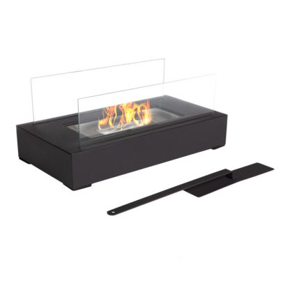 Bio Ethanol Ventless Fireplace Tabletop Rectangular Real Flame