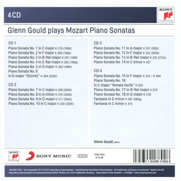 Glenn Gould plays Mozart Piano Sonatas: Complete Sonatas Nos. 1-18 & Fantasias