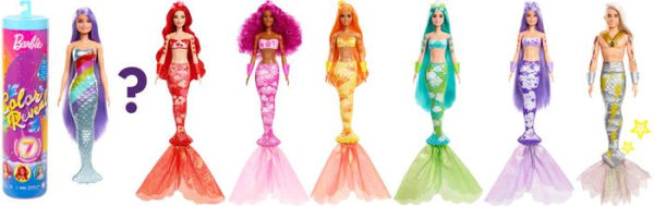 Barbie Color Reveal Doll, Mermaid Toy with 7 Surprises, Color Change and  Accessories, Rainbow Mermaid Series