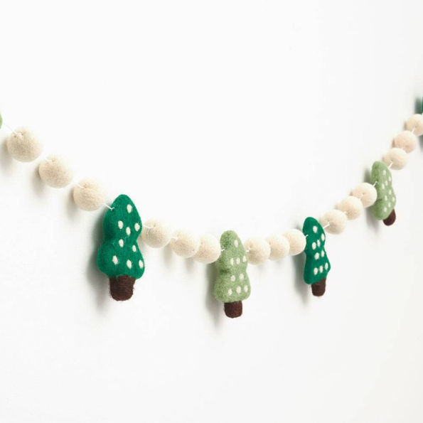 Christmas Trees Felt Pom Garland