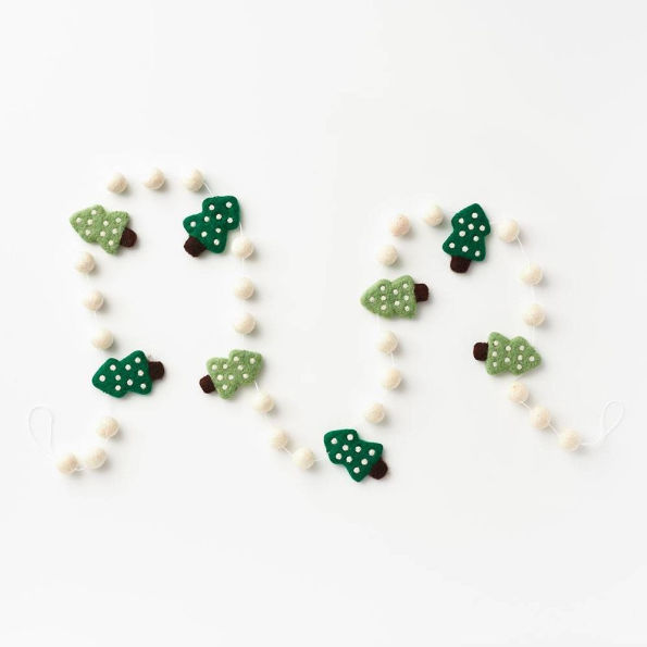 Christmas Trees Felt Pom Garland