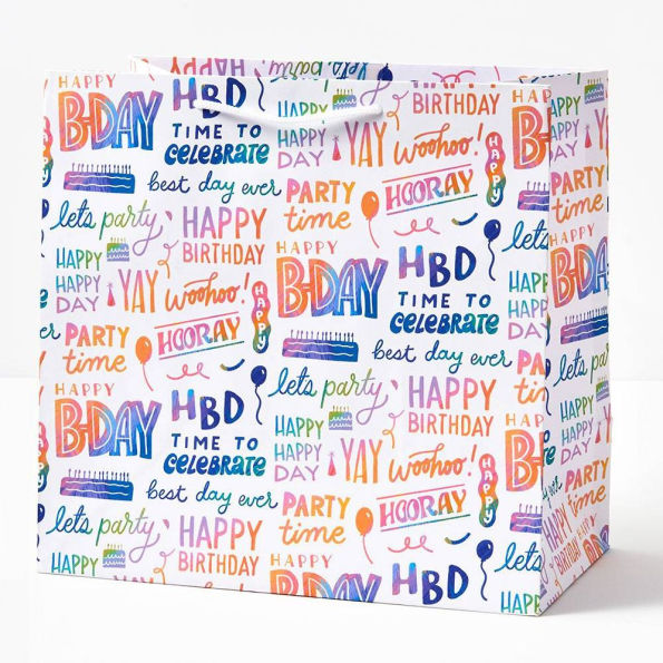 Happy Birthday Rainbow Script Large Gift Bag