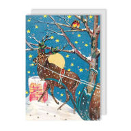 Title: Starry Winter Night Reindeer Christmas Card