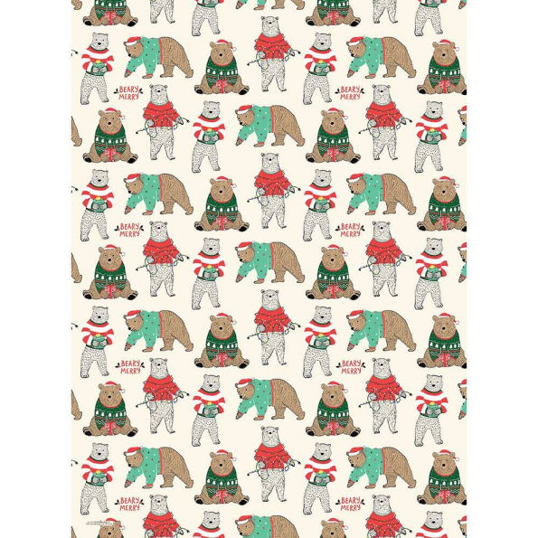 Holiday Bears In Sweaters Flat Wrap