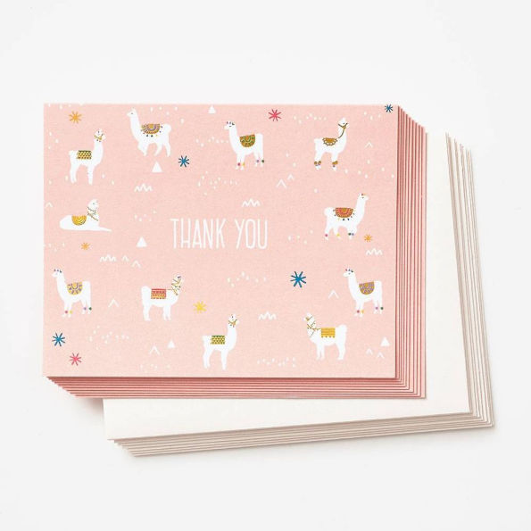 Pink Llama Thank You Card Set