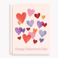 Title: Valentine's Day Greeting Card Watercolor Hearts