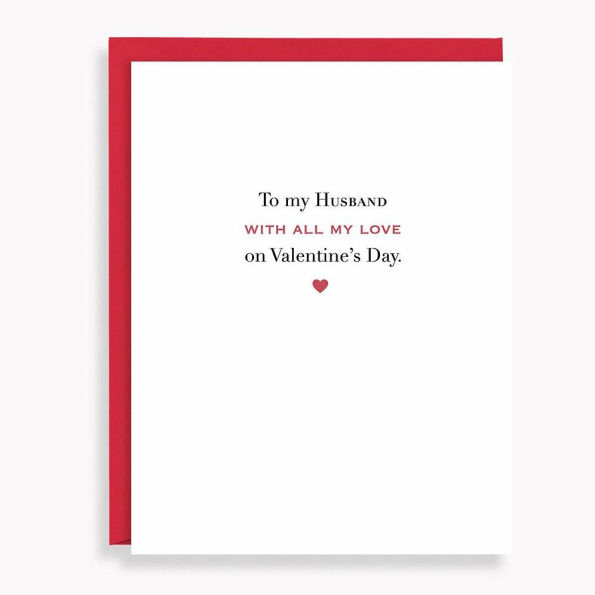 To My Husband Valentine's Day Letterpress Card