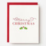Holiday Boxed Cards Merry Christmas Holly Set of 6