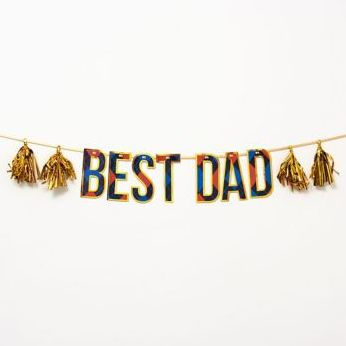 Best Dad Argyle Tassel Banner