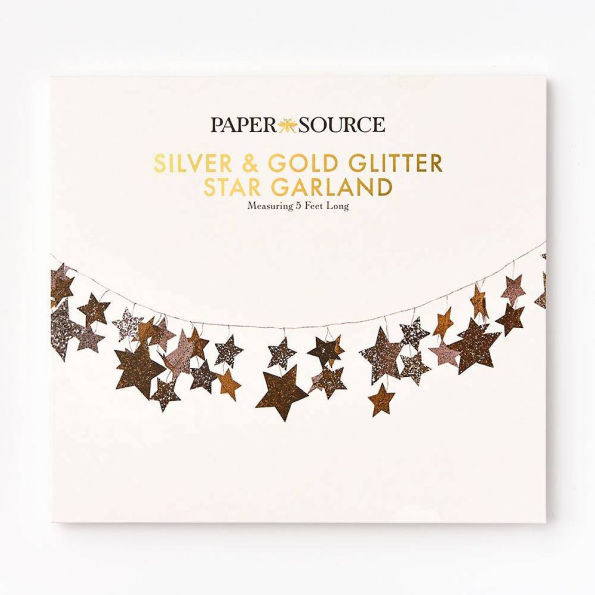Silver & Gold Glitter Star Garland