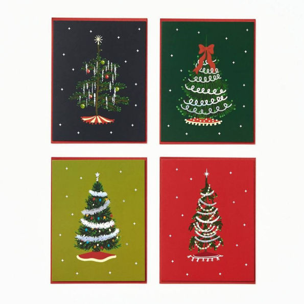 Assorted Tinsel Trees Holiday Card Set