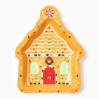 Gingerbread House Die-Cut Plate S/10