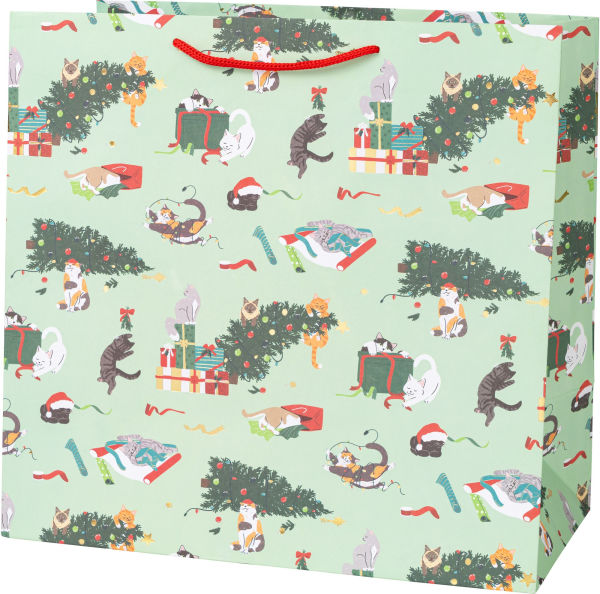 LRG Holiday Cats in Trouble Gift Bag