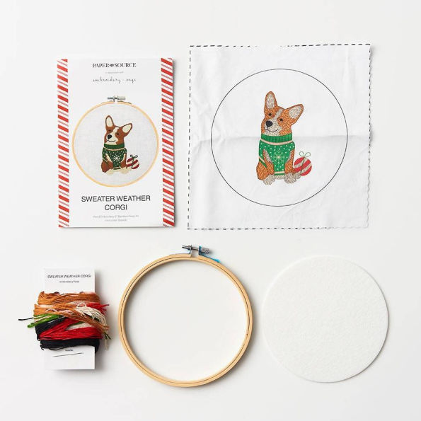 Sweater Weather Corgi Embroidery Kit