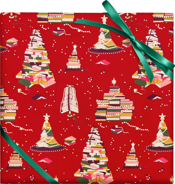 Book Christmas Trees Stone Paper Roll Wrap