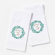 Title: Peace and Joy Wreath Tea Towels