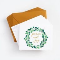 Holiday Boxed Cards Peace and Joy Wreath Set of 10