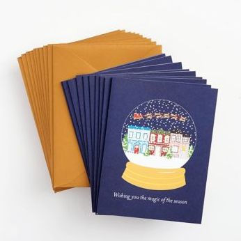 Holiday Boxed Cards Snow Globe Set of 10