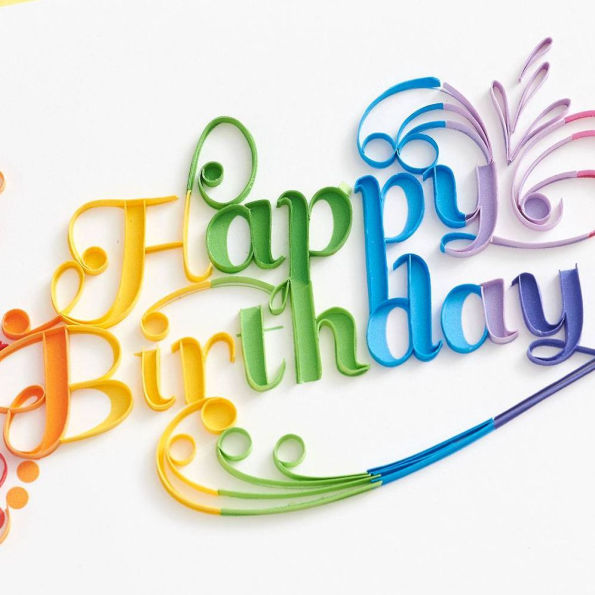 Quilling Rainbow Script Birthday Card