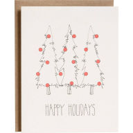 Title: Trees with Pink Ornaments Holiday Card