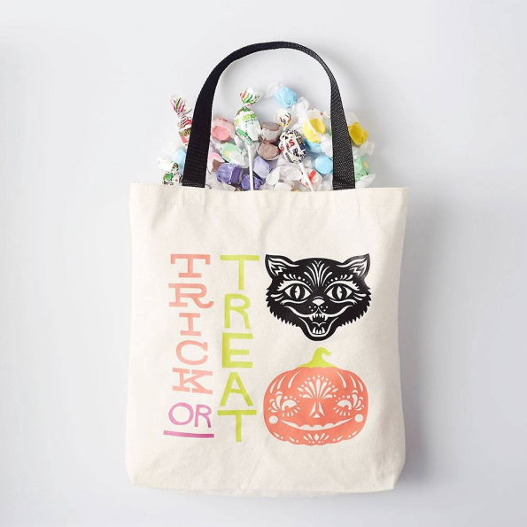 Trick or Treat Natural Canvas Tote Bag