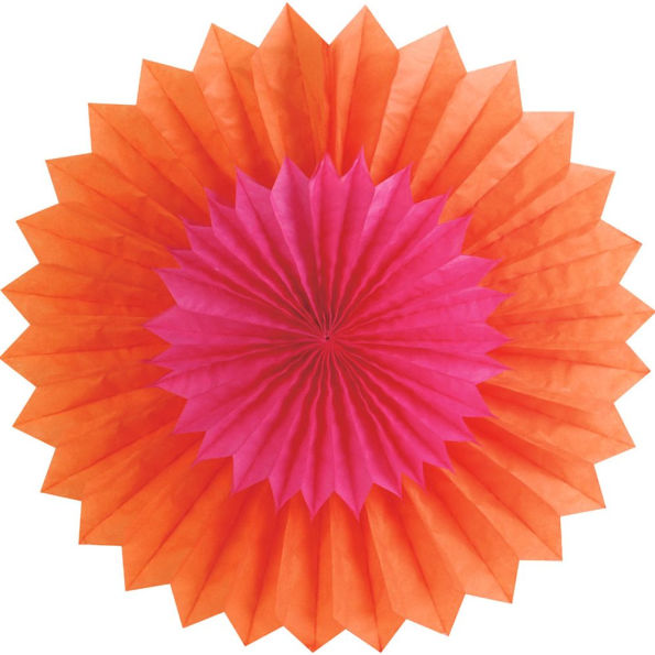 Double fan,40cm, Orange/Fuschia