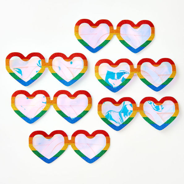 Rainbow Glitter Glasses S/6