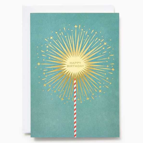 BDAY OFF/FOIL A7 Happy Birthday Sparkler FLD