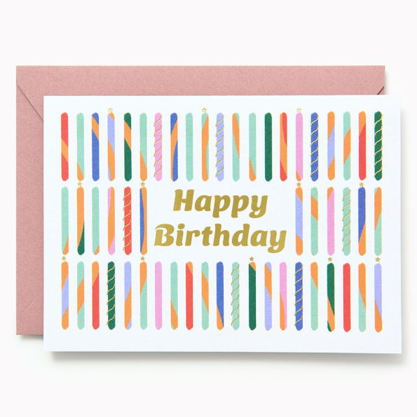 BDAY OFF/FOIL A6 Colorful Candles FLD