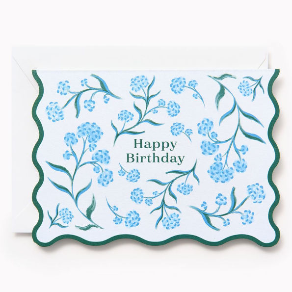BDAY OFF/FOIL/DIECUT A6 Blue Floral Wave FLD