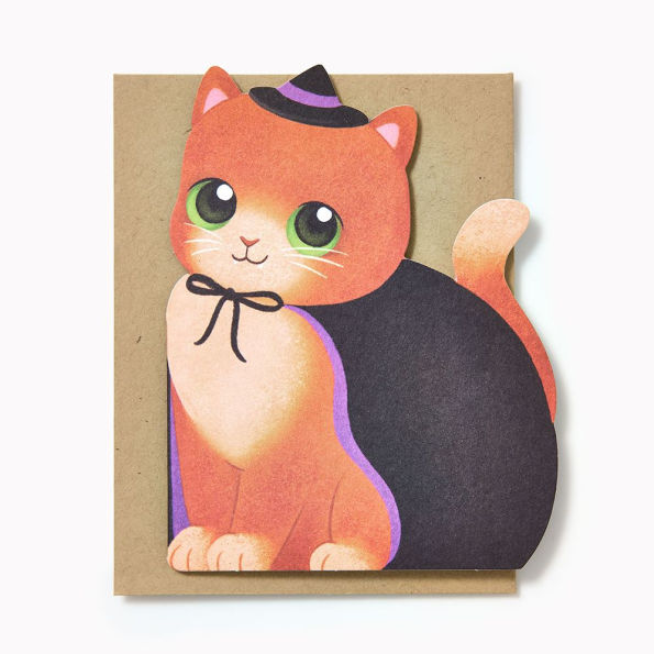 Kitten in Costume Die Cut Halloween Card