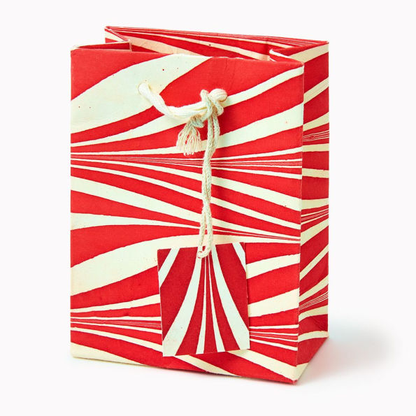 Festive Candy Cane Marbled Small Gift Bag