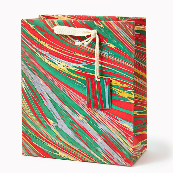 Festive Striations Marbled Medium Gift Bag