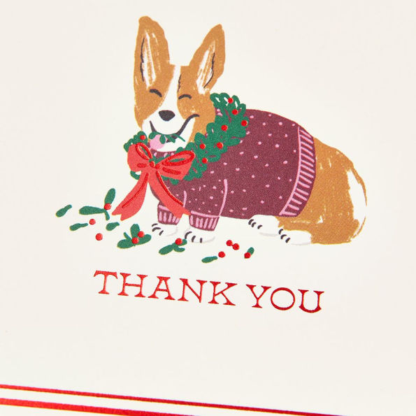 Christmas Festive Corgi Thank You Stationery Set