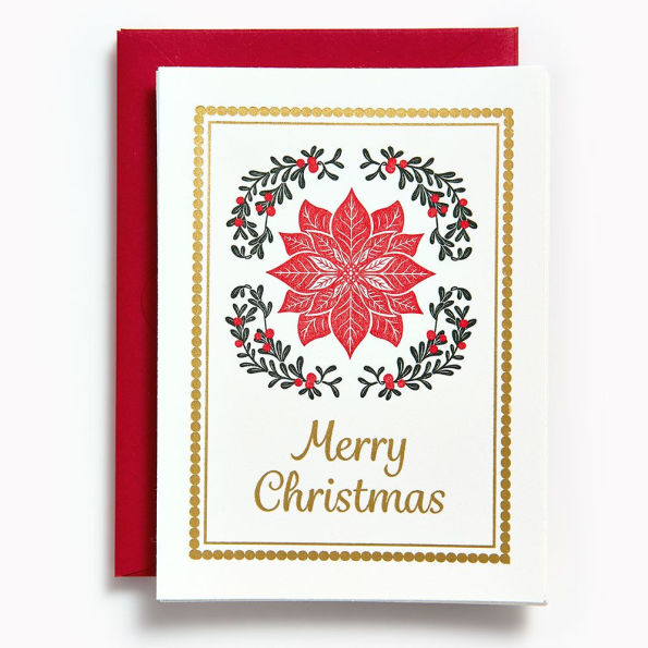 Christmas Poinsettia Letterpress Stationery Set