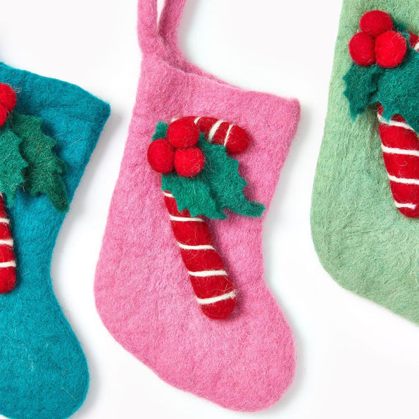 Mini Candy Cane Stockings Set of 3