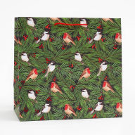 Title: Birds in Tree with Red Berries Large Bag