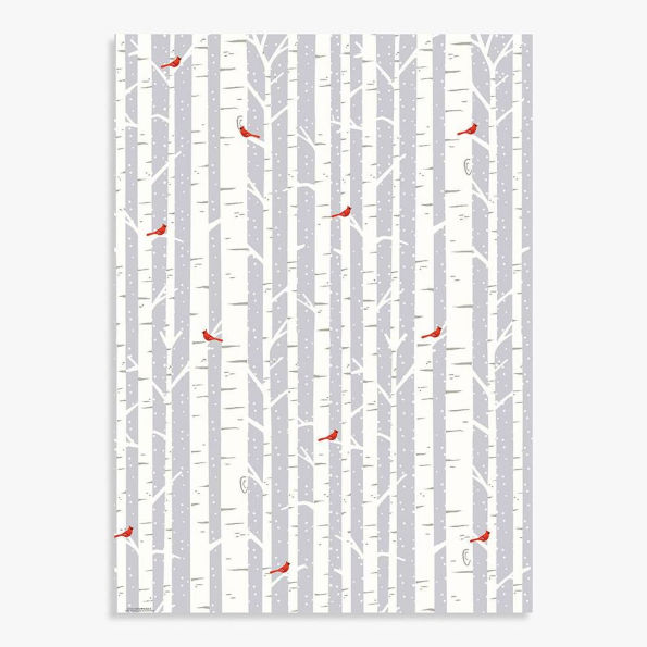 Birch Trees with Cardinals Stone Flat Wrap