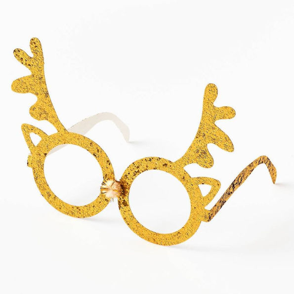 Glitter Reindeer Paper Glasses