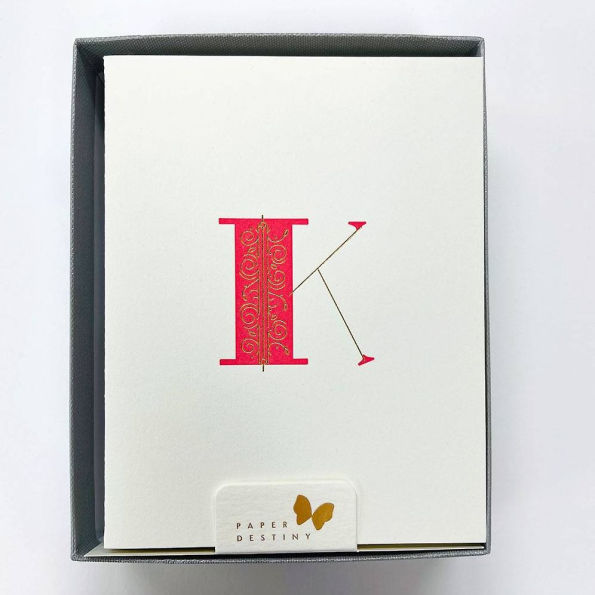 Monogram Letterpress K Stationery Set